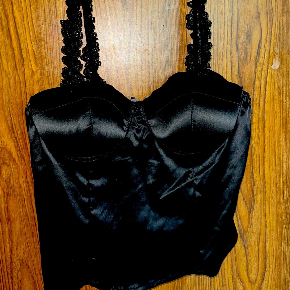 NWT FASHION NOVA BLACK BUSTIER TOP BUSTI-CACA SIZE L